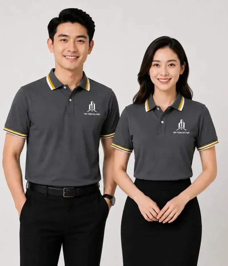 Áo Đồng Phục Công Ty Màu Xám Đậm Thiết Kế Theo Yêu Cầu, Sang Trọng Và Dễ Ứng Dụng