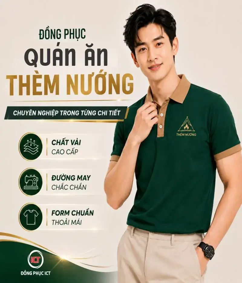 Áo Đồng Phục Quán Ăn Đẹp – Mẫu Polo Thèm Nướng In Logo Theo Yêu Cầu
