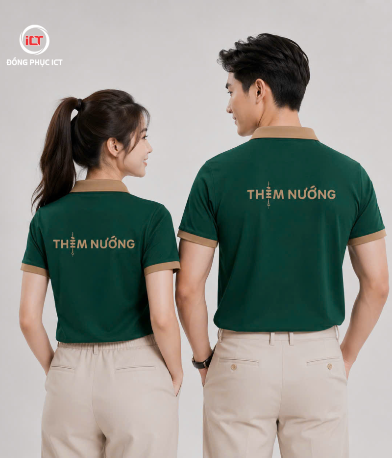ÁO ĐỒNG PHỤC QUÁN ĂN ĐẸP – MẪU POLO THÈM NƯỚNG IN LOGO THEO YÊU CẦU