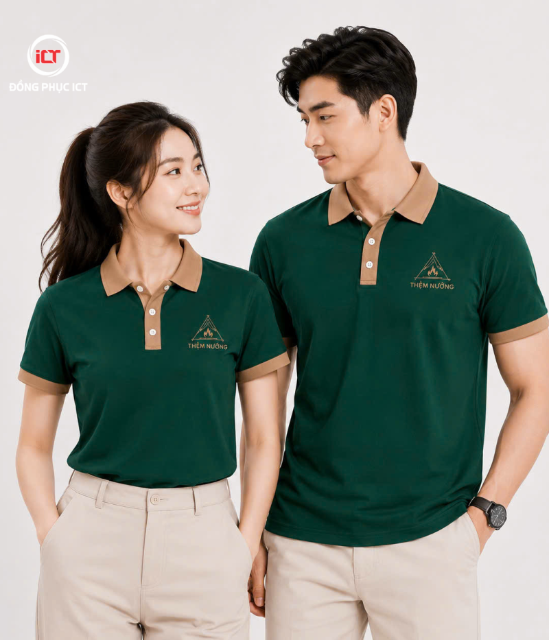 ÁO ĐỒNG PHỤC QUÁN ĂN ĐẸP – MẪU POLO THÈM NƯỚNG IN LOGO THEO YÊU CẦU