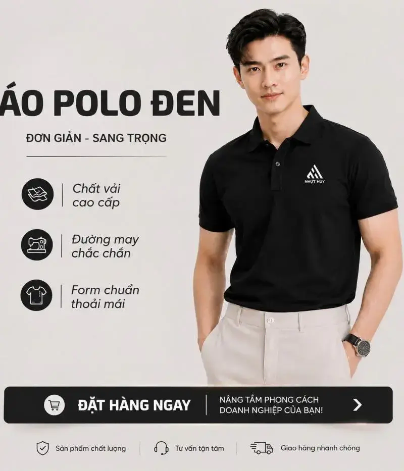 Áo Polo Đồng Phục Doanh Nghiệp Màu Đen – Sang Trọng & Chuyên Nghiệp