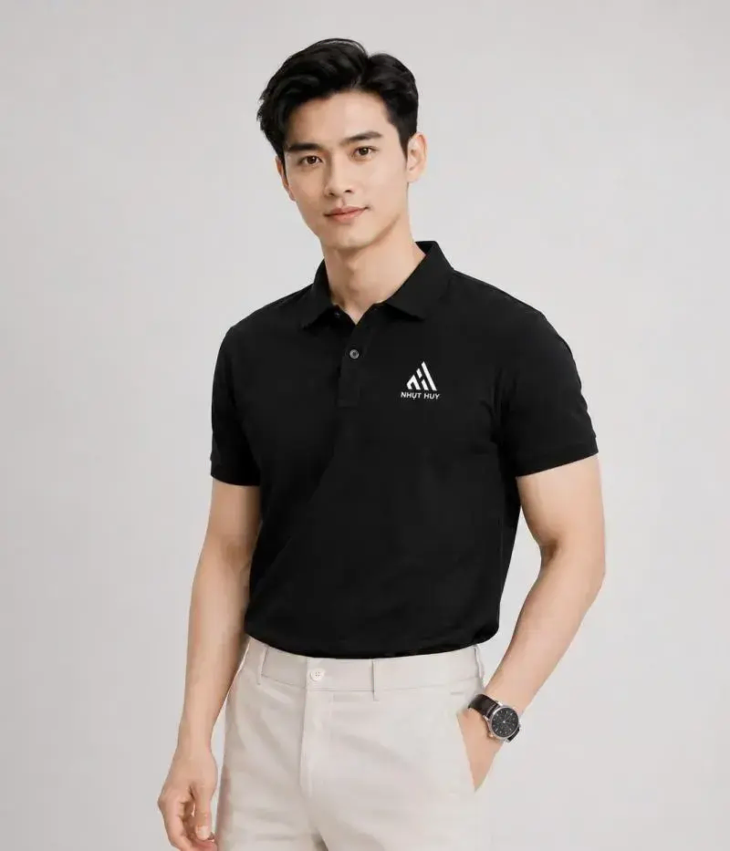 Áo Polo Đồng Phục Doanh Nghiệp Màu Đen – Sang Trọng & Chuyên Nghiệp