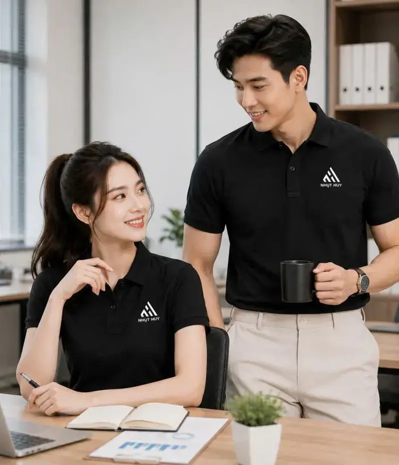 Áo Polo Đồng Phục Doanh Nghiệp Màu Đen – Sang Trọng & Chuyên Nghiệp