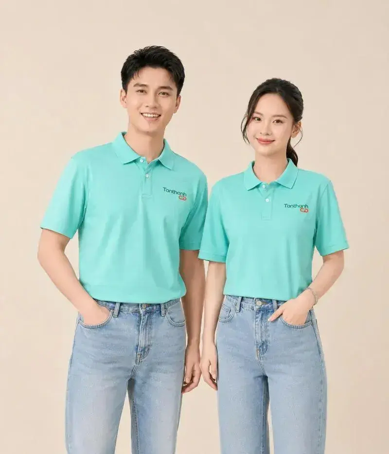 Áo Polo Đồng Phục Tân Thành CĐ Xanh Ngọc – May Theo Yêu Cầu Cho Doanh Nghiệp