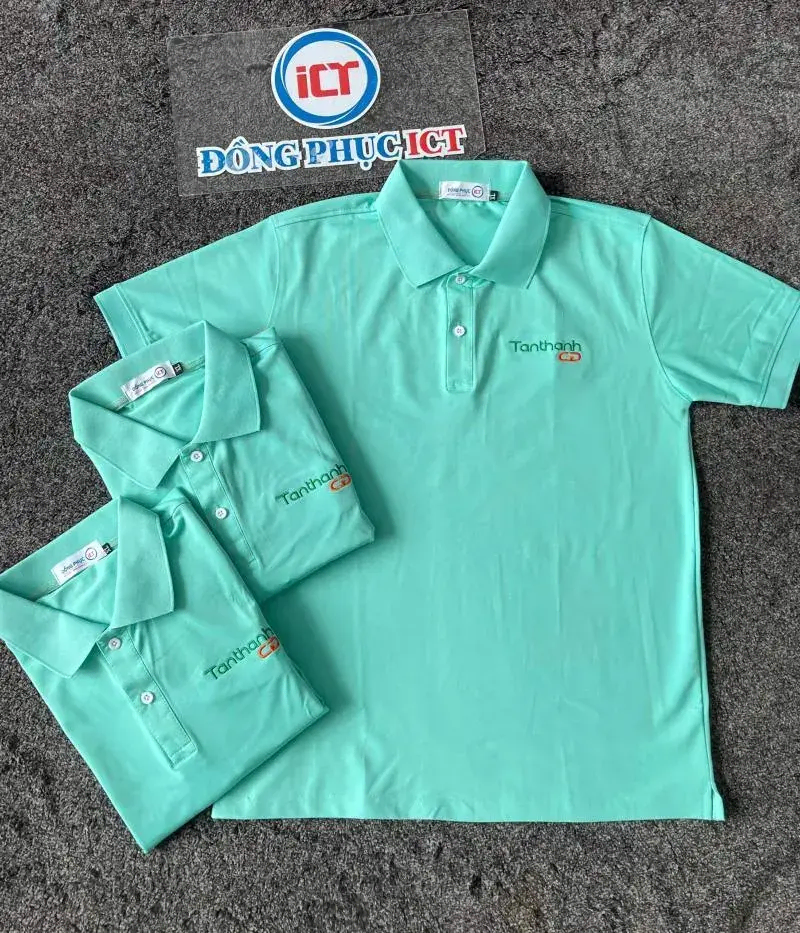 Áo Polo Đồng Phục Tân Thành CĐ Xanh Ngọc – May Theo Yêu Cầu Cho Doanh Nghiệp