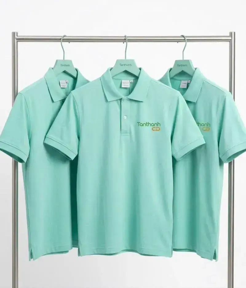 Áo Polo Đồng Phục Tân Thành CĐ Xanh Ngọc – May Theo Yêu Cầu Cho Doanh Nghiệp