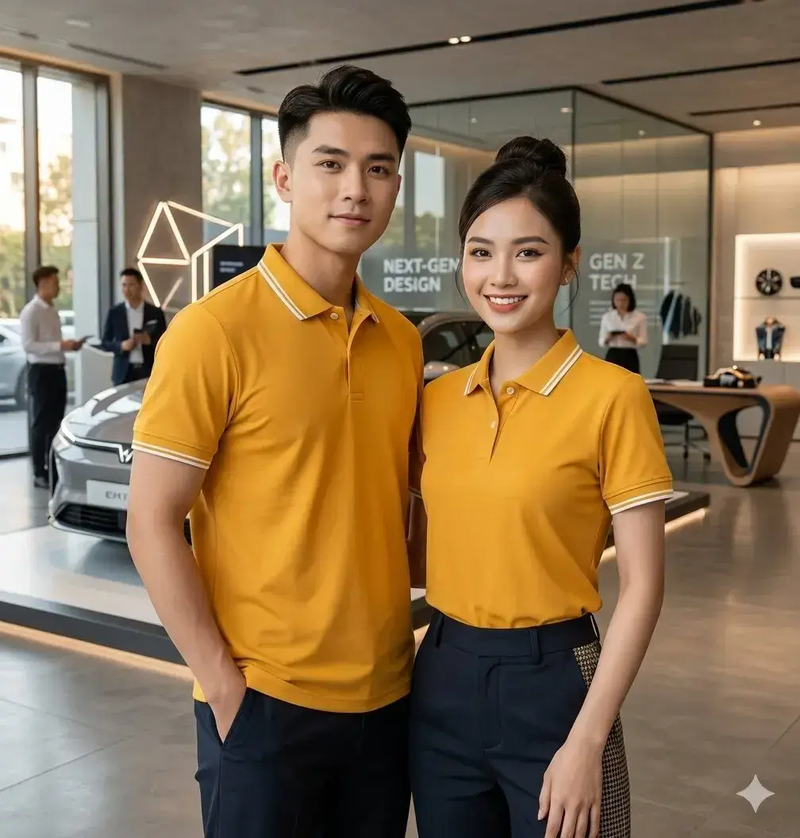 Áo thun Polo màu vàng bò