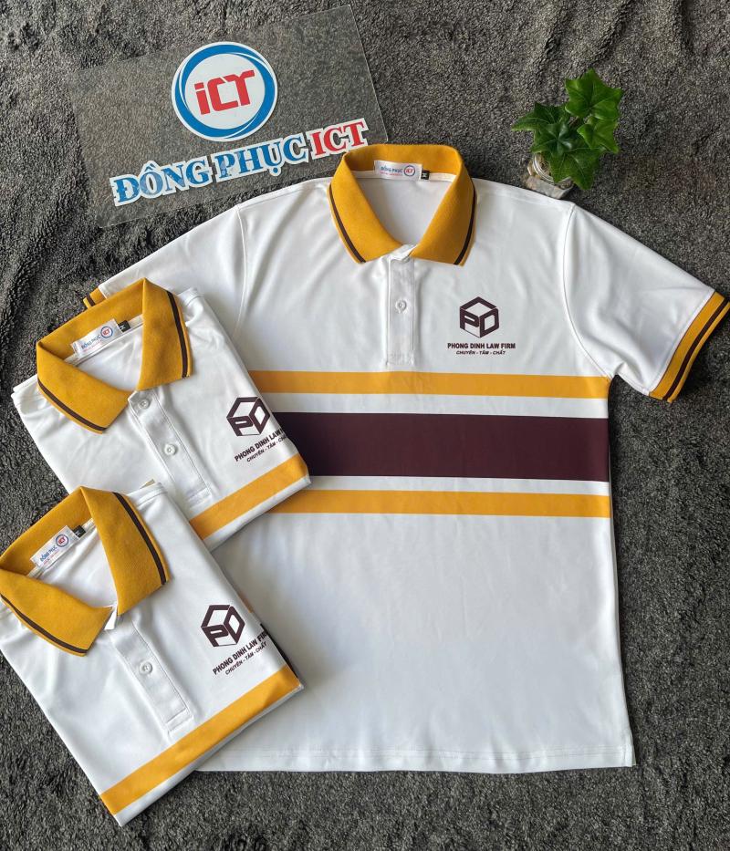 Đồng phục áo thun polo PHONG DINH LAW FIRM – Phối sọc tinh tế, in logo chuyên nghiệp