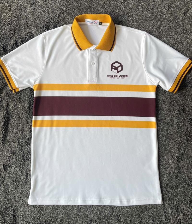 Đồng phục áo thun polo PHONG DINH LAW FIRM – Phối sọc tinh tế, in logo chuyên nghiệp