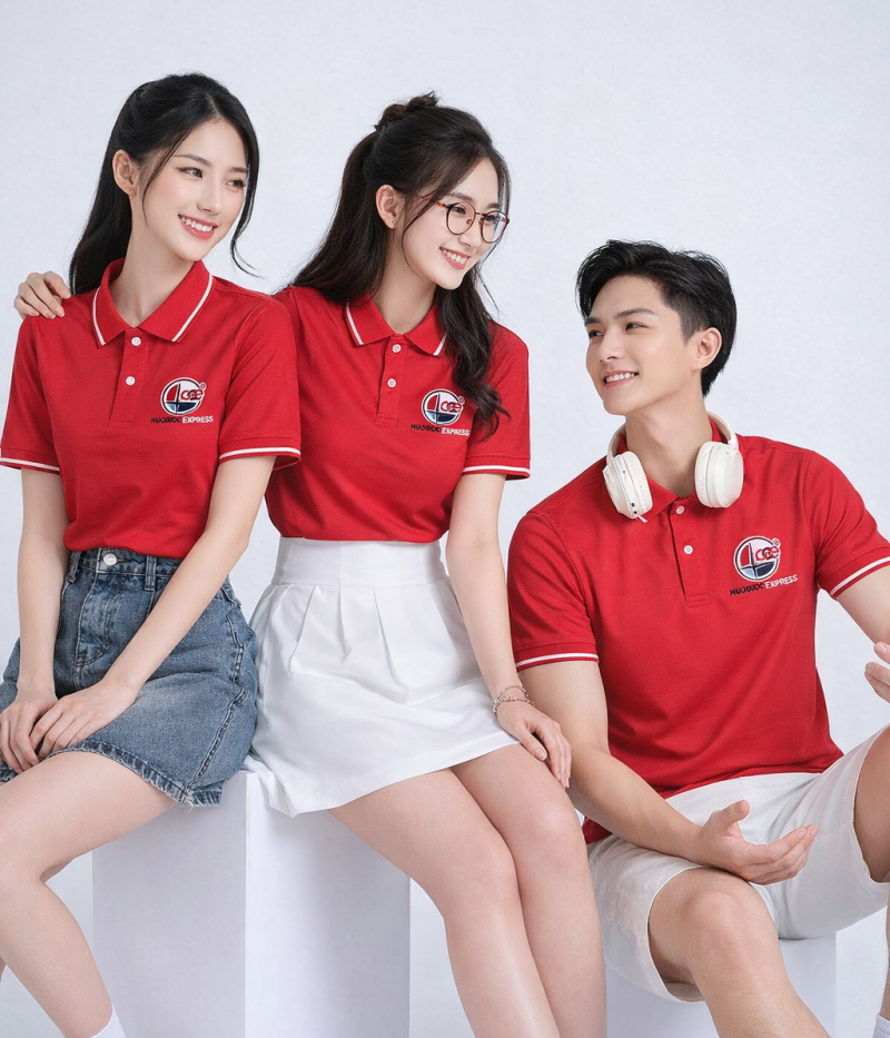 Đồng Phục Polo Đỏ Cá Sấu Poly – Tăng Nhận Diện Thương Hiệu