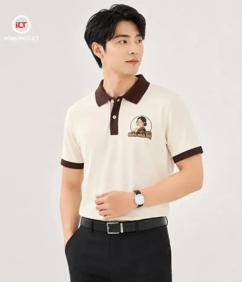Mẫu Áo Polo Đồng Phục Quán Cà Phê – Màu Hột Gà, In Logo Theo Yêu Cầu