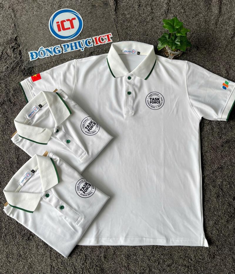 Mẫu Áo Polo Đồng Phục Trắng Phối Viền Xanh – Thanh Lịch, Chuyên Nghiệp Cho Doanh Nghiệp
