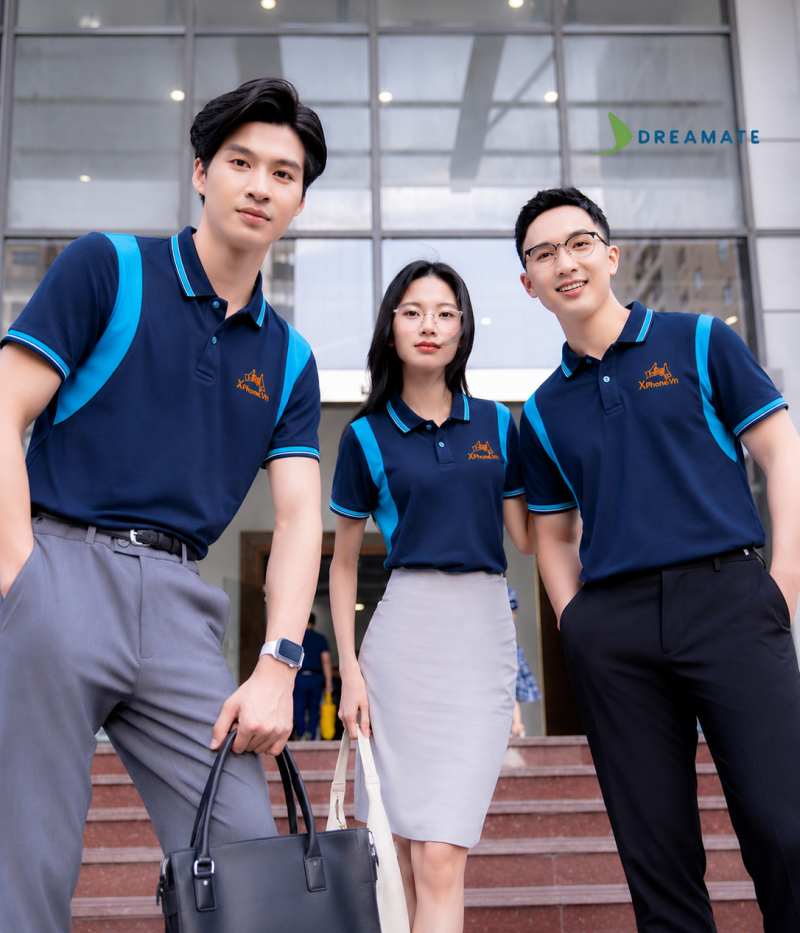 Mẫu Áo Polo Đồng Phục Xanh Đen Phối Xanh YA Đẹp – Tăng Nhận Diện Thương Hiệu