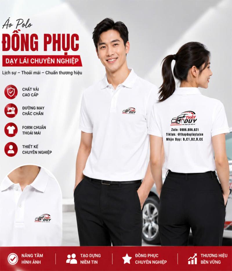 MAY ĐỒNG PHỤC TRUNG TÂM DẠY LÁI XE CHUYÊN NGHIỆP, GIÁ TỐT THEO YÊU CẦU