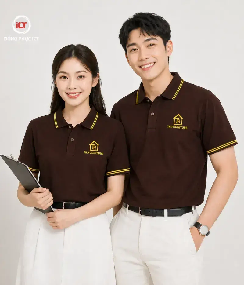 May Đồng Phục Công Ty Nội Thất In Logo Theo Yêu Cầu