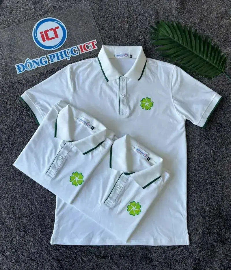 Top mẫu áo đồng phục trắng phối bo trẻ trung- năng động