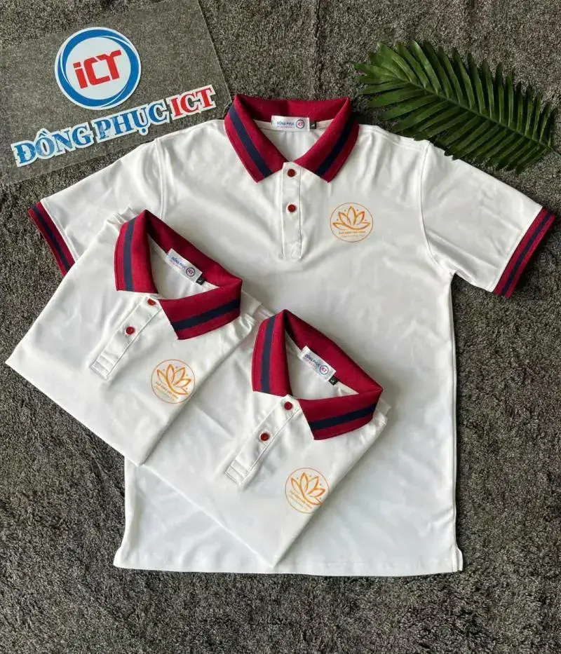 Top mẫu áo đồng phục trắng phối bo trẻ trung- năng động