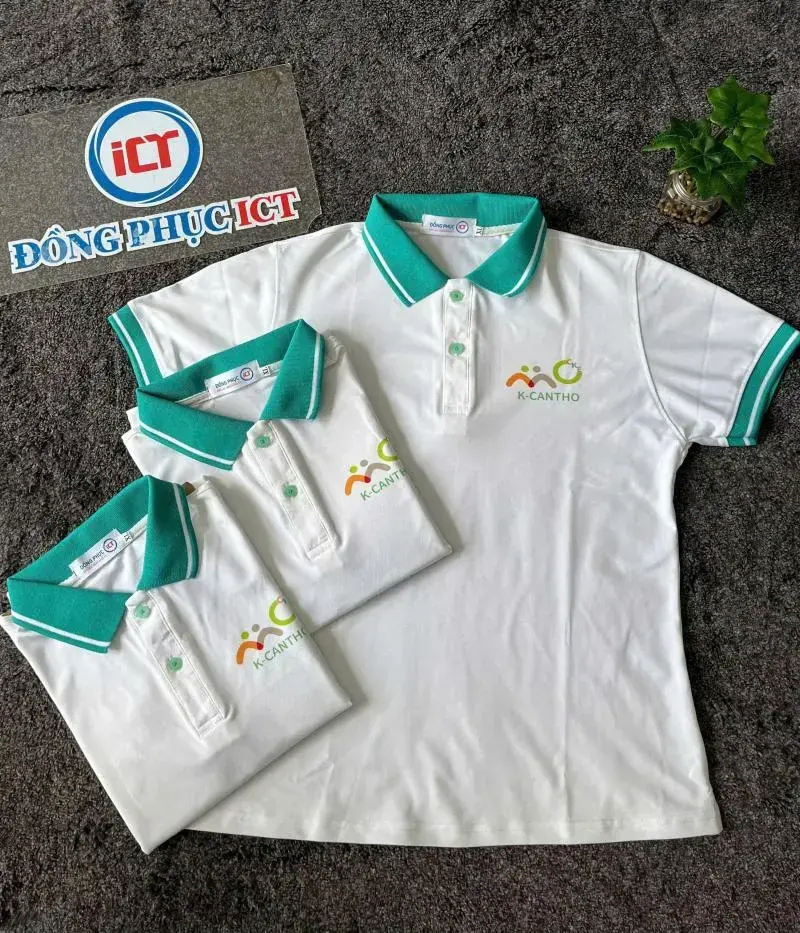 Top mẫu áo đồng phục trắng phối bo trẻ trung- năng động